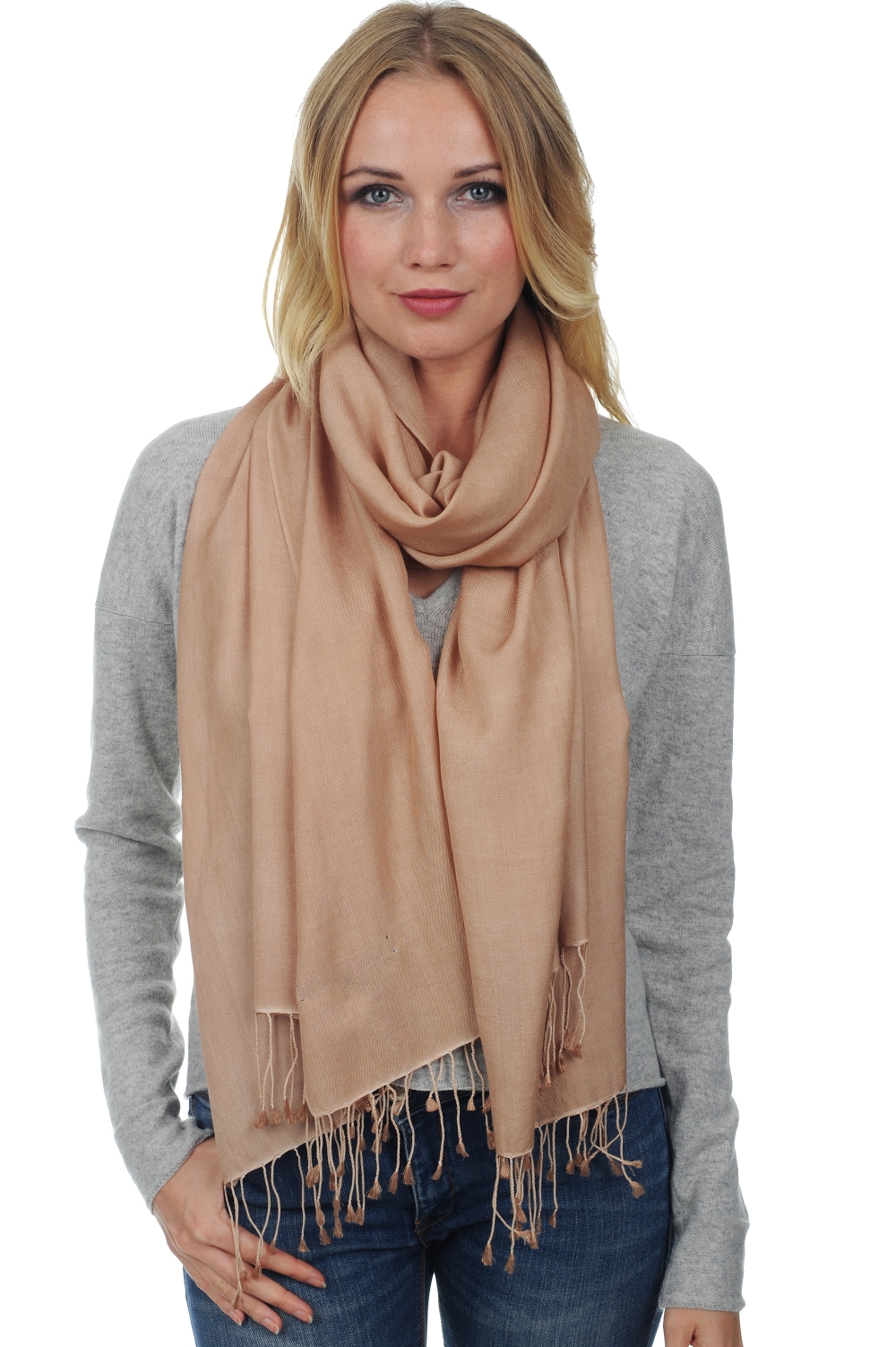 Cashmere & Silk accessories shawls platine constant creamy beige 204 cm x 92 cm